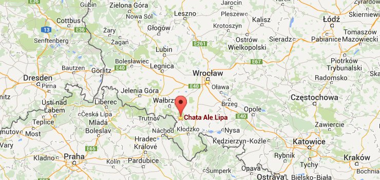 Mapa Polski z zaznaczoną lokalizacją Chaty Ale Lipa