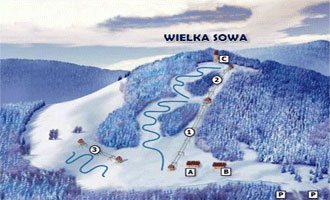 schemat wyciągów narciarskich Wielka Sowa w Potoczku