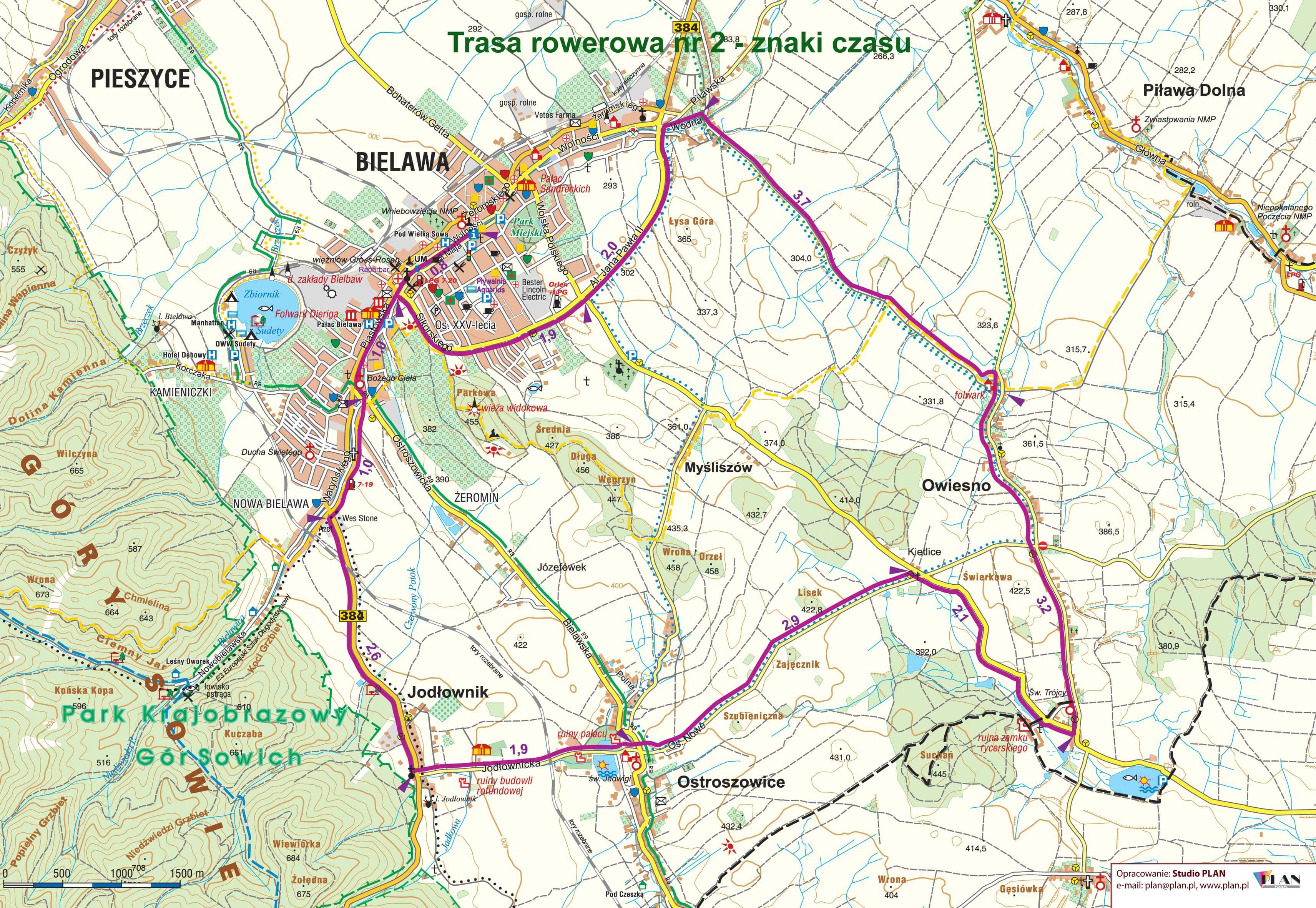 Góry Sowie - mapa trasy rowerowej Znaki Czasu (mała)