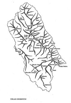 mapa układu grzbietów górskich. Opracowanie Marek Staffa.