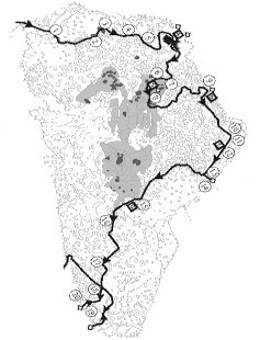 Góry Stołowe - mapa skał Strzelińca Wielkiego.